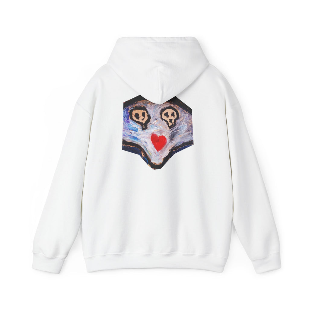 dead dead <3 Abstract Gotham Hoodie — Artistic Nightscape Logo with Heart & Skulls