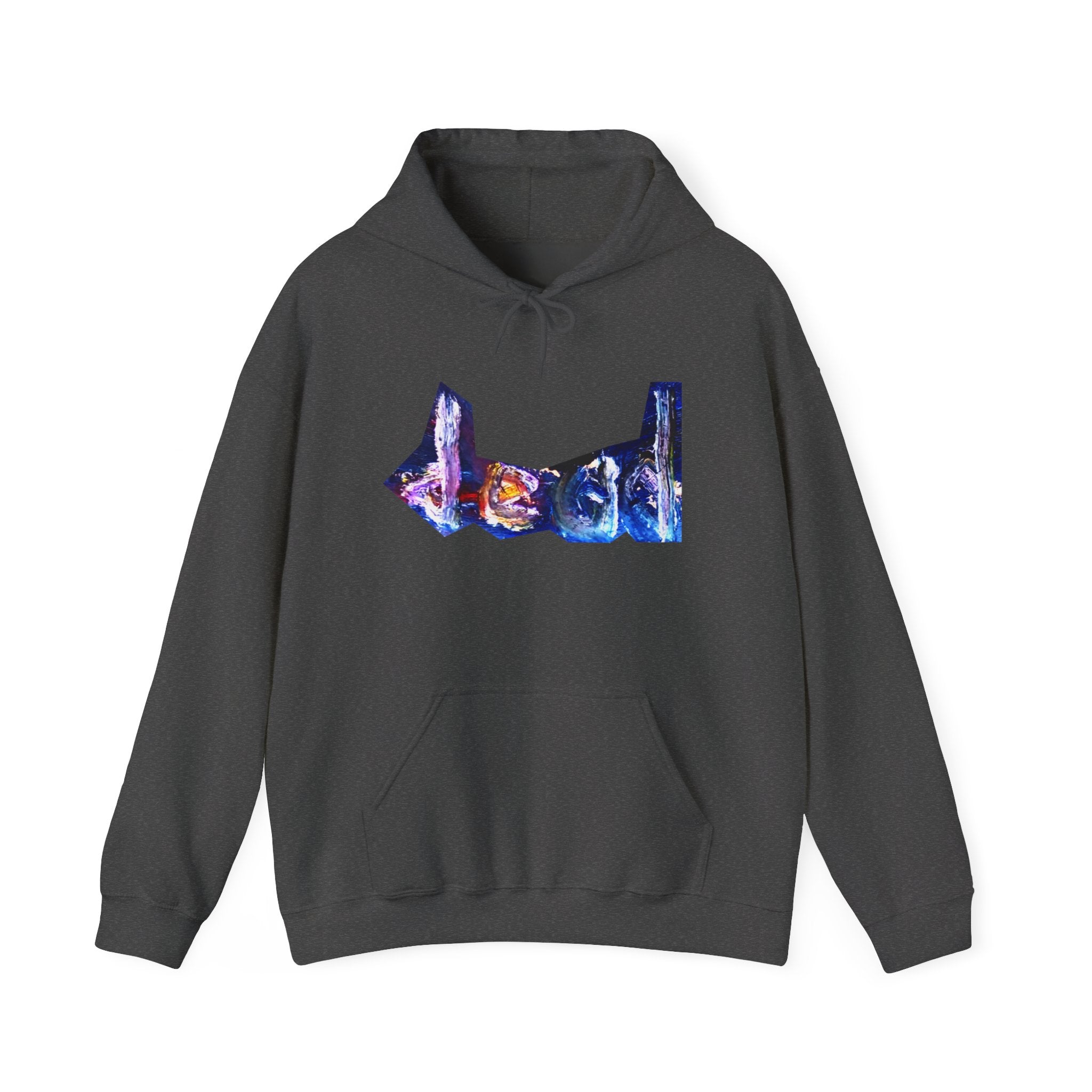 dead dead <3 Abstract Gotham Hoodie — Artistic Nightscape Logo with Heart & Skulls