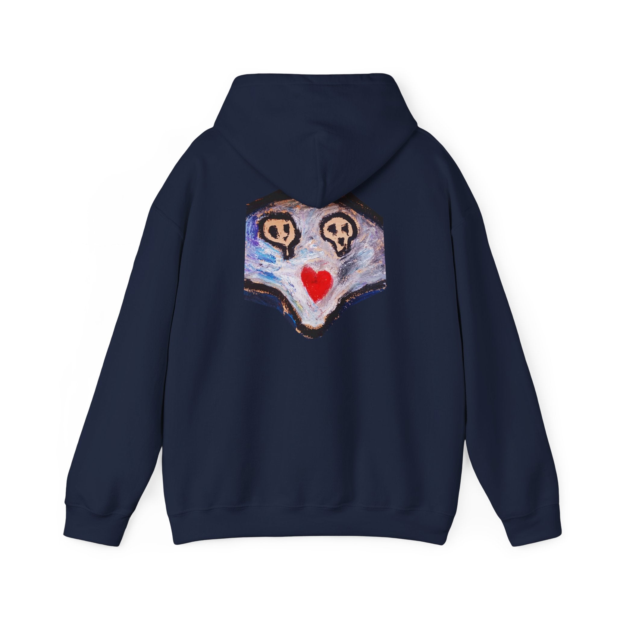 dead dead <3 Abstract Gotham Hoodie — Artistic Nightscape Logo with Heart & Skulls