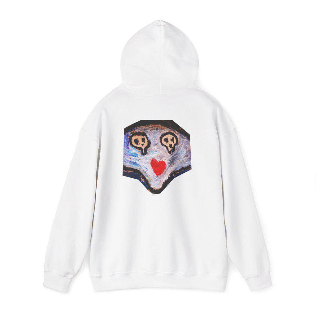 dead dead <3 Abstract Gotham Hoodie — Artistic Nightscape Logo with Heart & Skulls