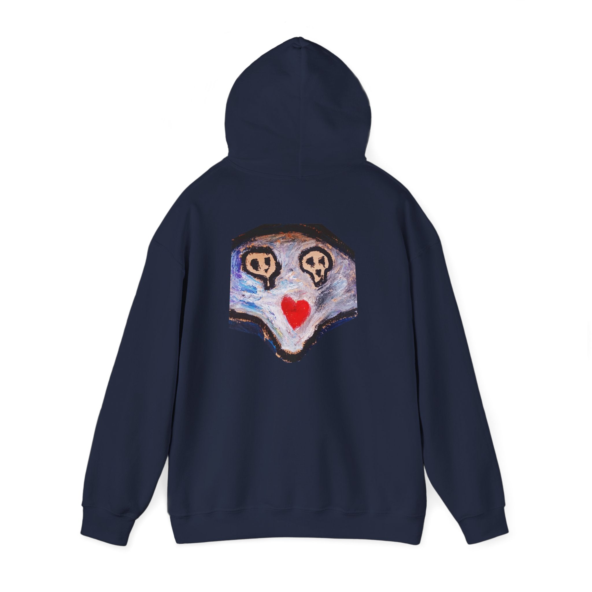 dead dead <3 Abstract Gotham Hoodie — Artistic Nightscape Logo with Heart & Skulls