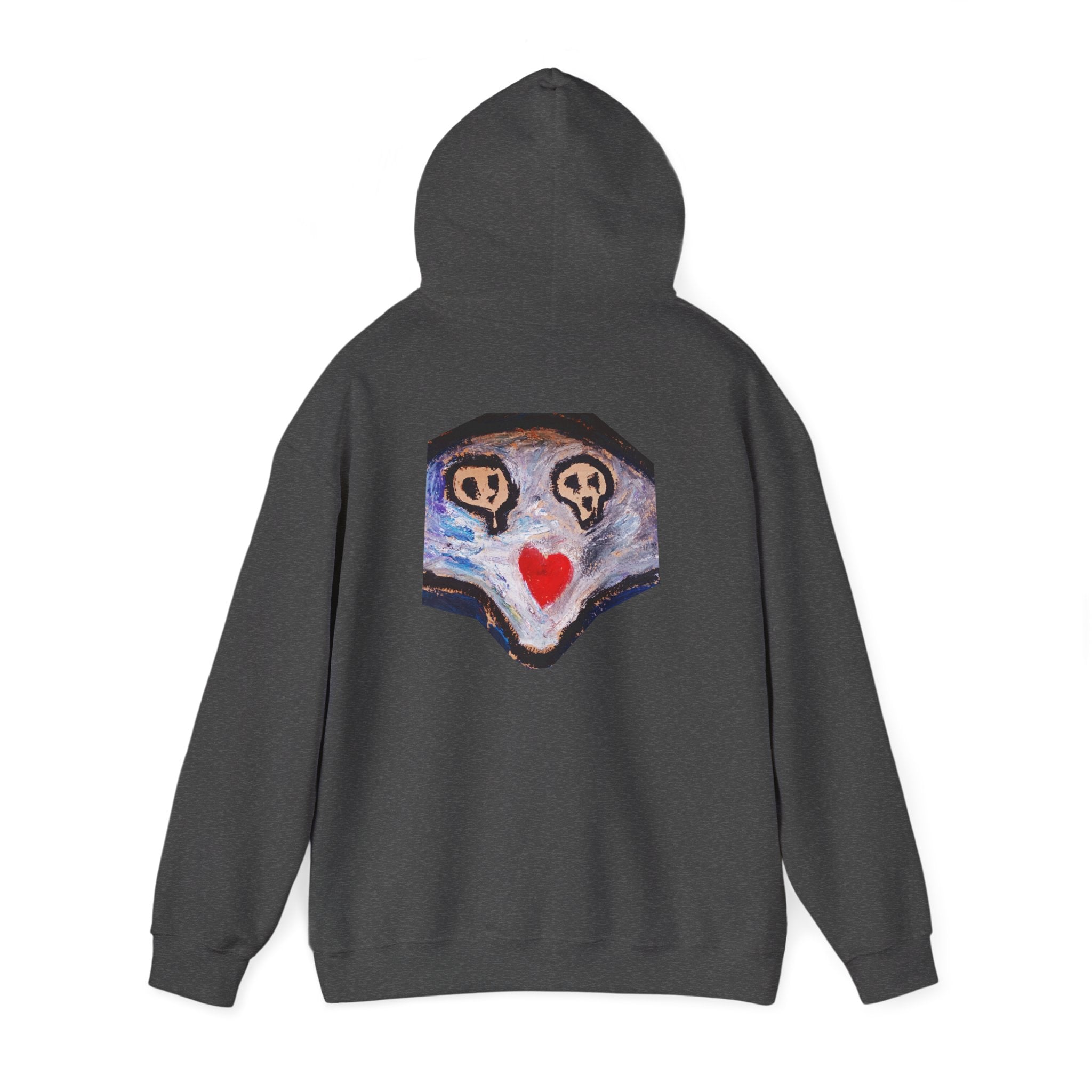 dead dead <3 Abstract Gotham Hoodie — Artistic Nightscape Logo with Heart & Skulls