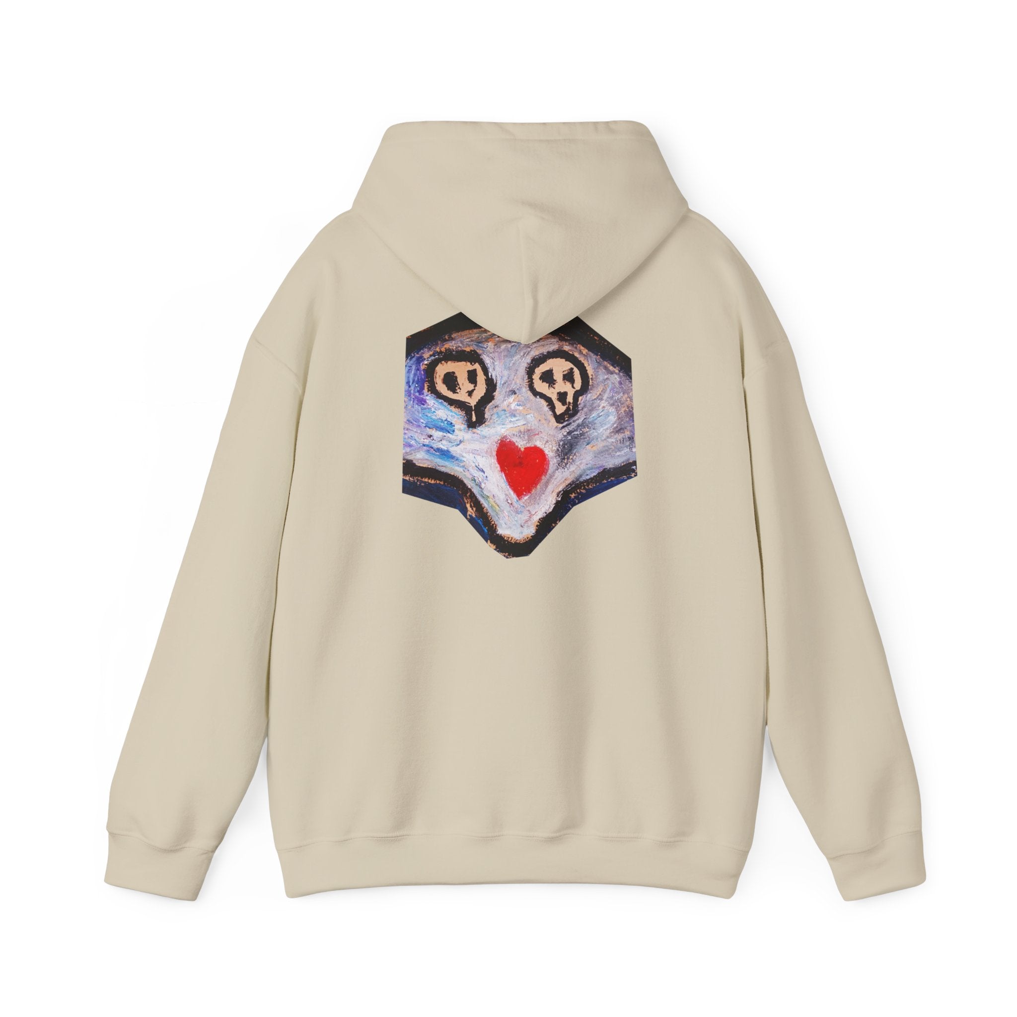 dead dead <3 Abstract Gotham Hoodie — Artistic Nightscape Logo with Heart & Skulls