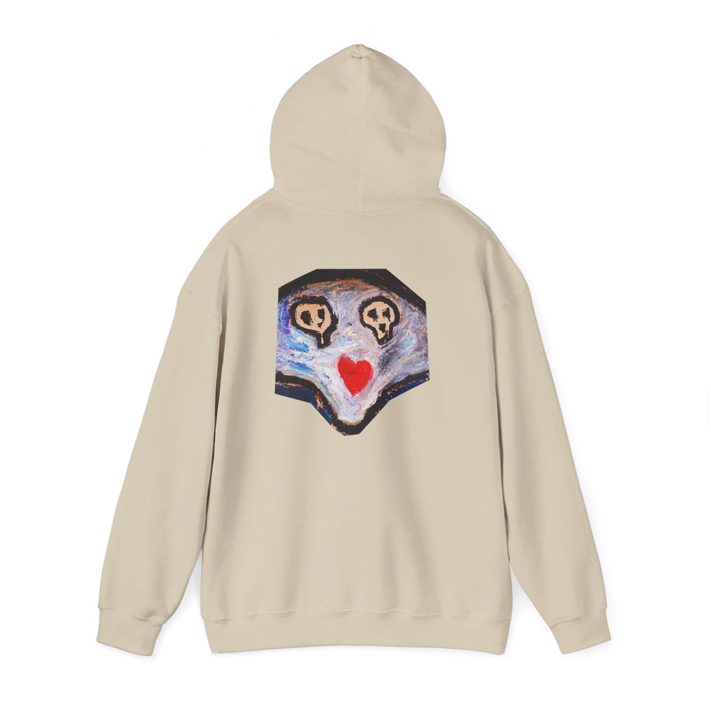 dead dead <3 Abstract Gotham Hoodie — Artistic Nightscape Logo with Heart & Skulls