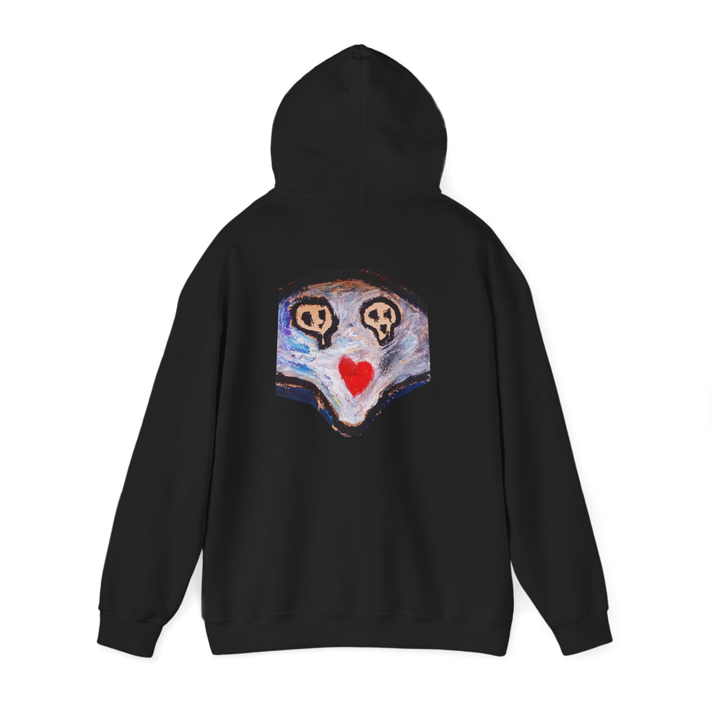 dead dead <3 Abstract Gotham Hoodie — Artistic Nightscape Logo with Heart & Skulls