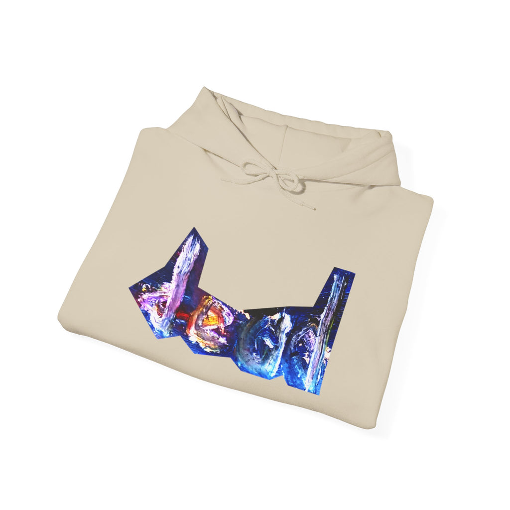 dead dead <3 Abstract Gotham Hoodie — Artistic Nightscape Logo with Heart & Skulls